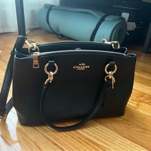 Coach black leather crossbody bag purse with gold detail in like-new condition!